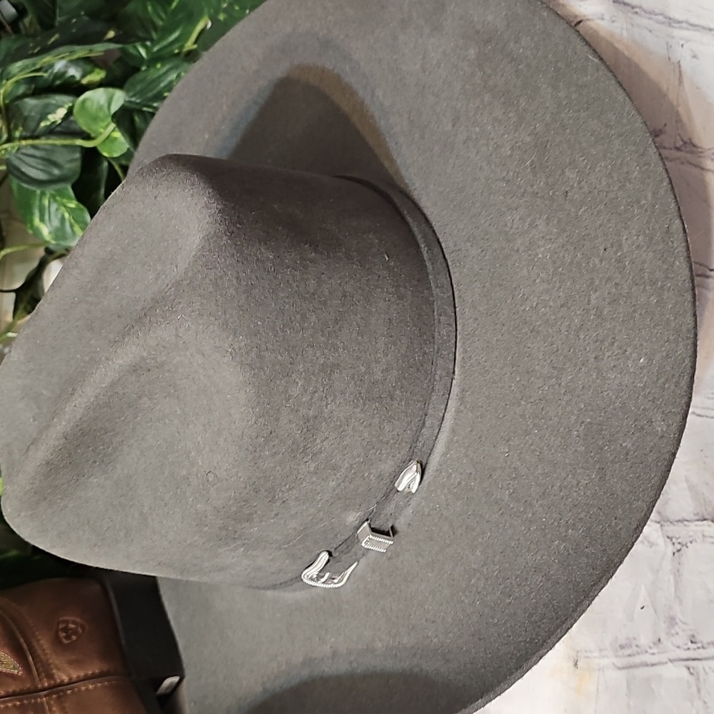 Resistol New Self Conforming 100% Wool Size 81/2 Gray Cowboy Hat - Picture 5 of 13